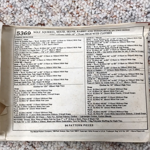 Lot of four vintage stuffed animal patterns - Picture 9 of 9